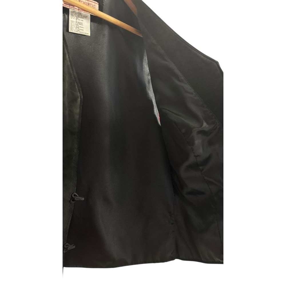VTG Faded Glory Black Suede Leather Women's L Vest Frog Closure Western Y2K Boho - Picture 6 of 8